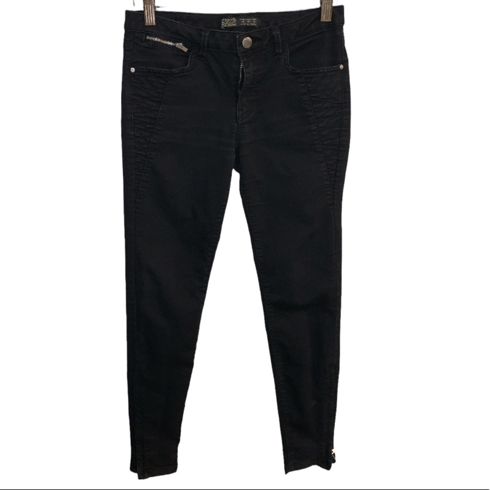 Zara Basic Z1975 Denim Black Moto Jeans